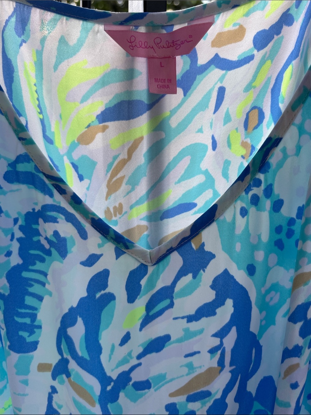 Lilly Pulitzer Deanna Aqua “Salty Seas” Into The Blue Romper Spaghetti Straps LG - Picture 3 of 4